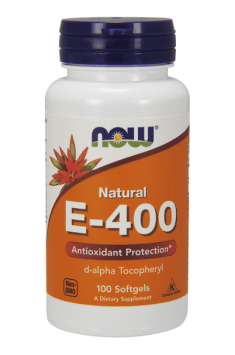 E-400 from NOW Foods is natural supplement containing the most bioaviabile form of Vitamin E d-alpha Tocopheryl