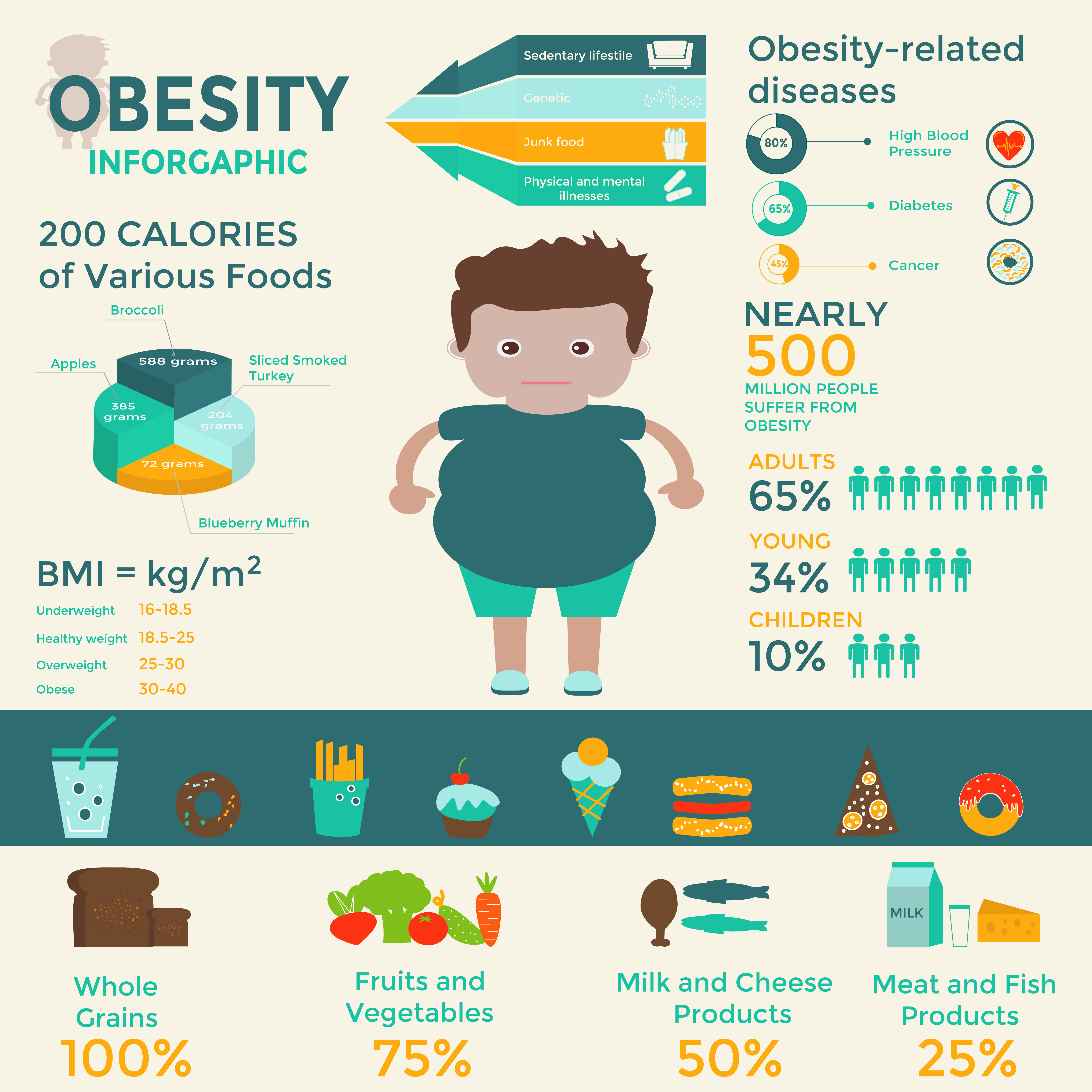 BMI and obesity - a short summary of obesity on infographic