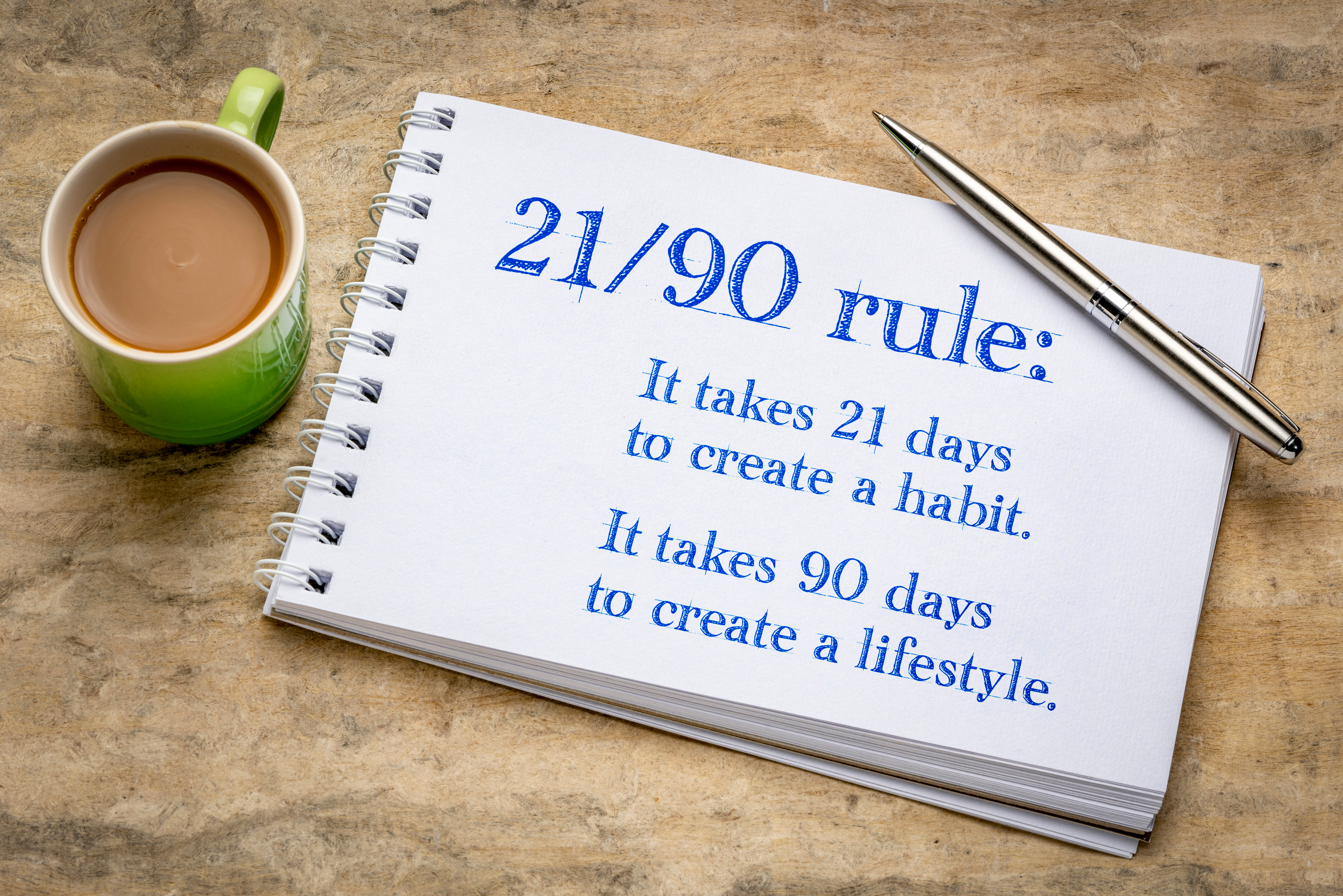 21 days to habit, 90 to new lifestyle!