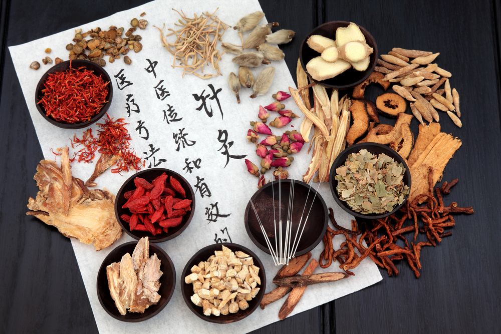 A set of natural chinese herbs used in traditional medicine