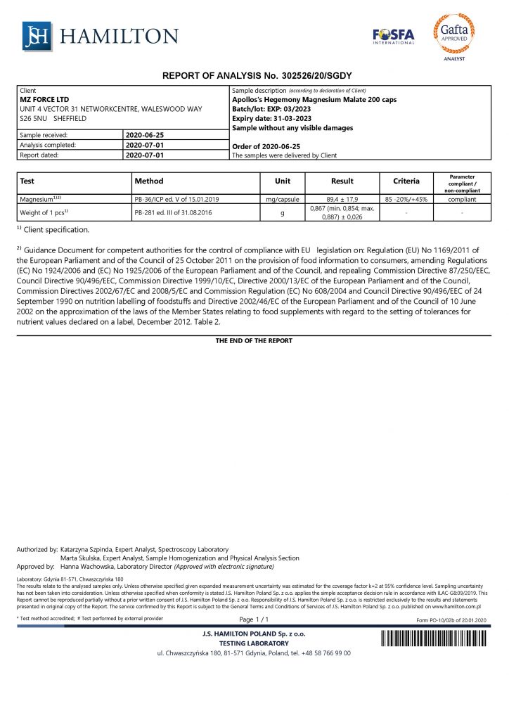 Apollo's Hegemony Magnesium Malate results of review