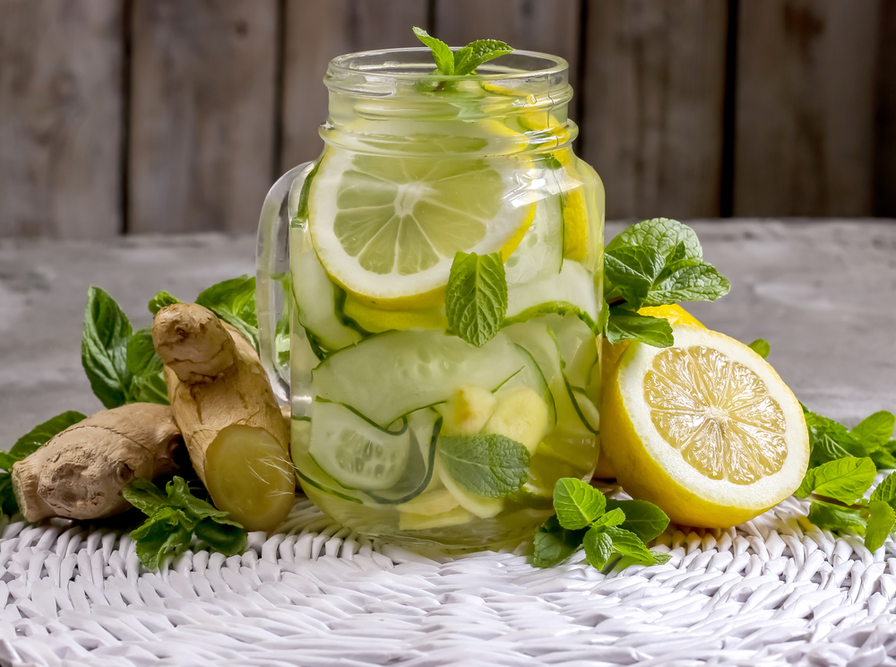 An example of infusion for better weight loss! An composition of cucumber, mint, lemon and ginger