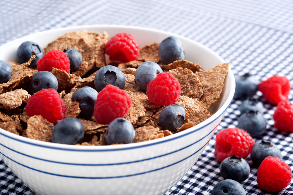 A great way to increase a dietary fibre intake is a whole-grain cereals with forest fruits at the breakfast